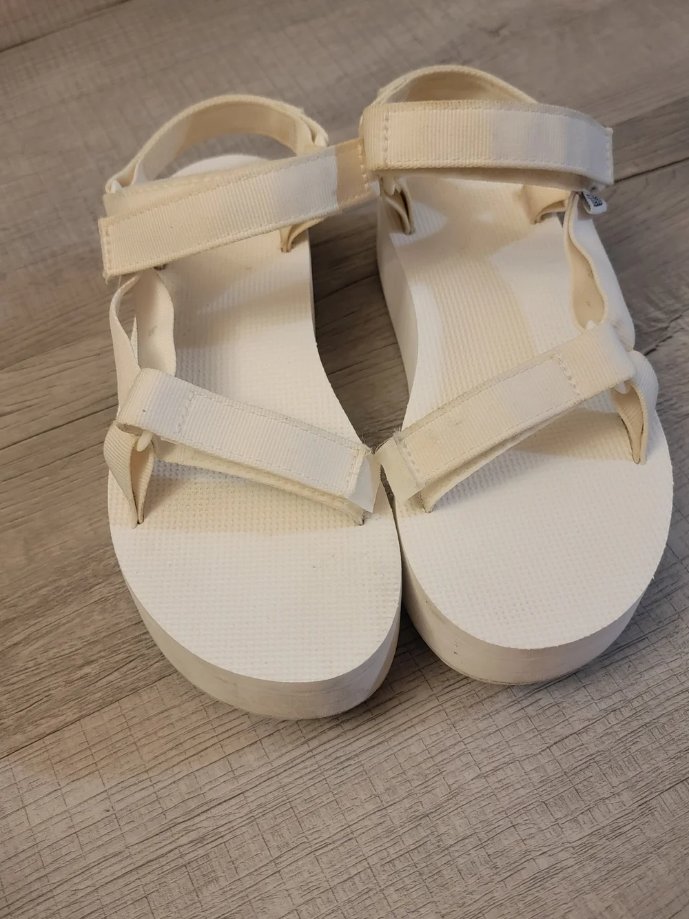 Teva Cream Platform Sandals with Adjustable Straps